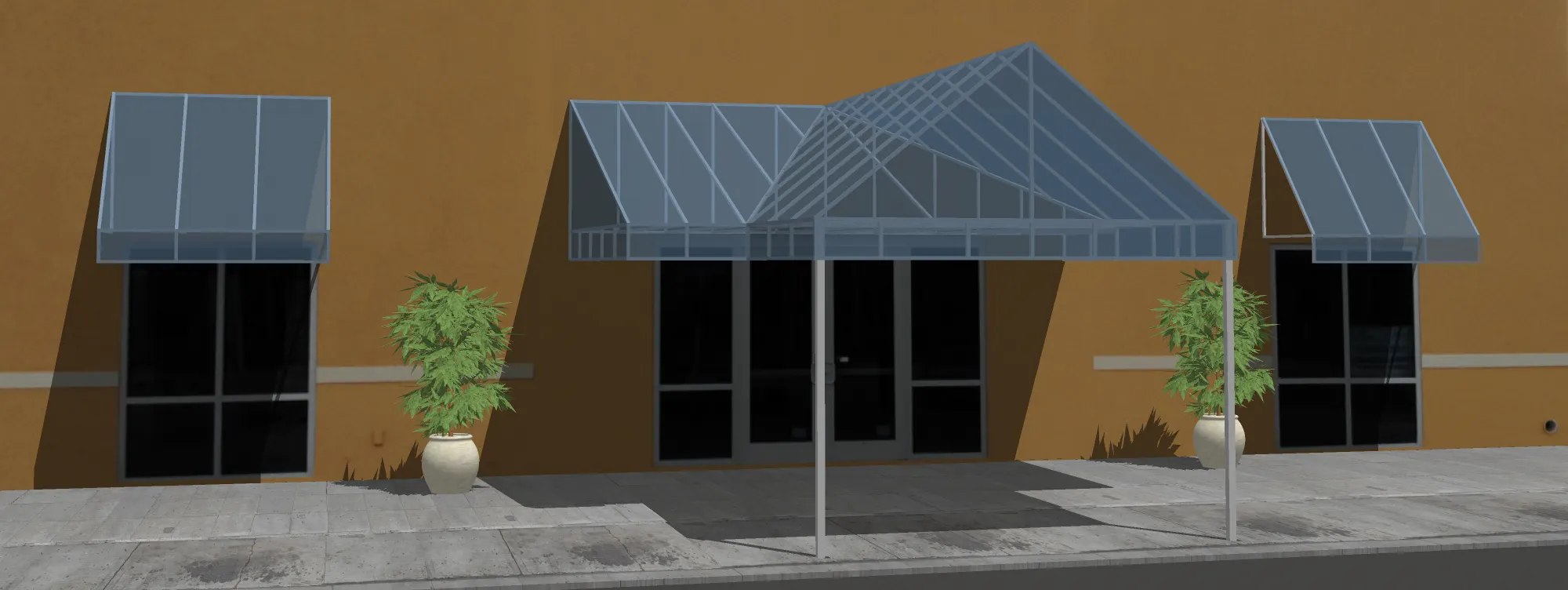 rendering of an awning on a commercial building