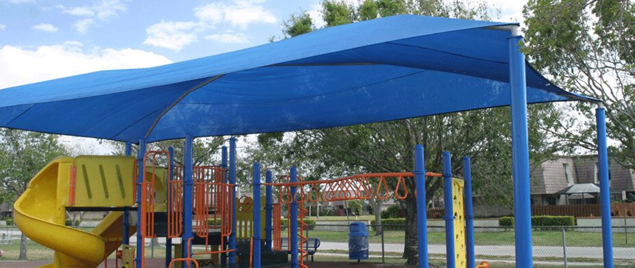 mesh covering over children's playground