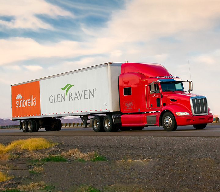 glen raven truck drives on the highway